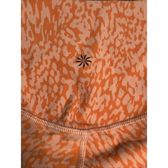 ATHLETA Orange Velocity Legging Pocket 7/8 Tight Active Workout M Leopard Print - Picture 3 of 5